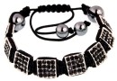 Square Shamballa Bracelet 8 beads, jet - x1