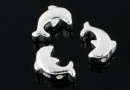 Decorative beads, dolphin, 925 silver, 9x6mm - x1