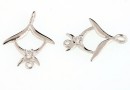 Link, flower, rhodium-plated 925 silver, 14x11.5mm - x1