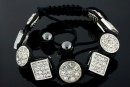 Shamballa bracelet with 9 beads metal, crystal - x1