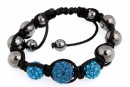 3 Beads Shamballa Bracelet Blue Zircon - x1