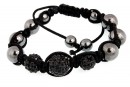 3 Beads Shamballa Bracelet jet - x1