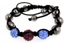 3 Beads Shamballa Bracelet purple, sapphire - x1