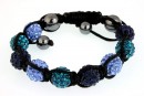 Shamballa bracelet with 9 beads sapphire, blue mountain, blue zircon - x1