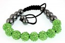 Shamballa bracelet with 9 beads green fern-x1
