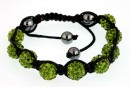 Shamballa bracelet with 9 beads olivine - x1