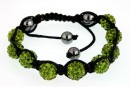 Bratara cu 9 margele shamballa olivine - x1