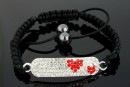Link Shamballa Bracelet with hearts, crystal - light siam - x1