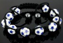 Shamballa beads bracelet 10 metal soccer ball - x1