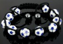 Bratara cu 10 margele shamballa metal, minge fotbal - x1