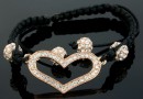 Shamballa bracelet with heart links, 36x20mm - x1