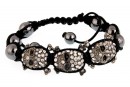 Shamballa bracelet 3 metal skulls, - x1