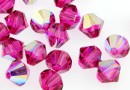 Swarovski, bicone bead, fuchsia AB, 6mm - x10