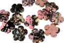 Margele rodonit natural, floare, 30mm