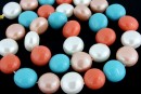 Perle tip Mallorca, disc, multicolor, 12mm