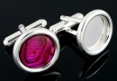 Cufflink base, 925 silver, for cabochon 12mm - x1 pair