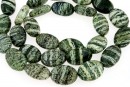 Silver serpentinite, flat oval, 14.5x10mm