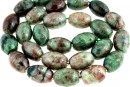 Margele granat verde natural, oval rotunjit, 14x10mm