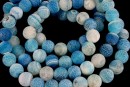 Frosted agate, intense blue sea, round, 8mm