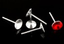 Earring findings, 925 silver, bar, rivoli 6mm - x1pair