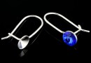 Earring findings, 925 silver, rivoli 6mm - x1pair