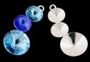 Earring set or pendant 925 silver, 3 rivoli - x1pair