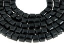 Crystal beads, cubic, black, 4mm