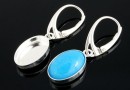 Earring findings, 925 silver, cabochon 14x10mm - x1pair