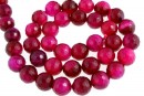 Intense fuchsia lace agate, faceted round, 12mm