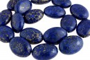 Natural turquoise stone, blue lapis, flat oval, 25x18mm
