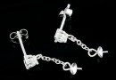 Tortite cercei argint 925, cu cristal si platou 4mm cu pin, - x1per