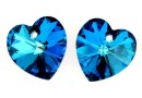 Swarovski, pandantiv inima, bermuda blue, 10mm - x2