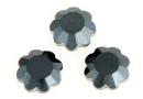 Swarovski, flower cabochon hotfix, jet hematite, 7mm - x2