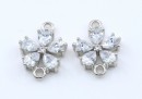 Link, flower, rhodium-plated 925 silver, 15x10.5mm - x1