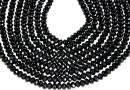 Margele spinel negru natural, rondele fatetate, 4mm
