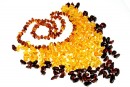 Colier cu margele chihlimbar natural, chips, 7-11mm