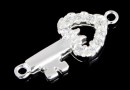 Link, heart, key, 925 silver, 17x7mm - x1