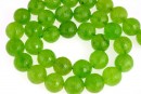 Margele cuart verde lime, rotund fatetat, 12mm