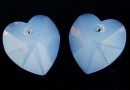 Swarovski, pandantiv inima, air blue opal, 14mm - x2