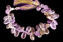 Ametrine, natural, faceted briolette, 12-15mm