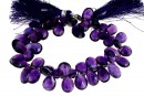 Amethyst, natural, faceted briolette, 11-13mm