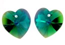 Swarovski, pandantiv inima, emerald AB, 14mm - x2