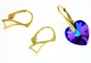 Earring findings with bail, gold-plated 925 silver, 19mm - x1pair