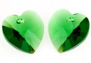 Swarovski, pandantiv inima, dark moss green, 14mm - x2