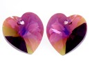 Swarovski, pandantiv inima, amethyst aurore boreale, 18mm - x1
