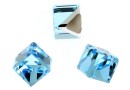 Swarovski, cube cabochon, aquamarine-comet argent, 6mm - x1