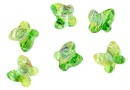 Swarovski, margele fluture, peridot aurore boreale, 6mm - x2