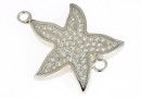 Link, star apple crystals, rhodium-plated 925 silver, 17.6mm - x1