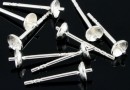 Earring findings, pin and cup 3mm, 925 silver - x1pair