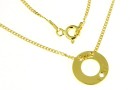 Link, disk, love+chain, gold-plated 925 silver, 11.5mm - x1